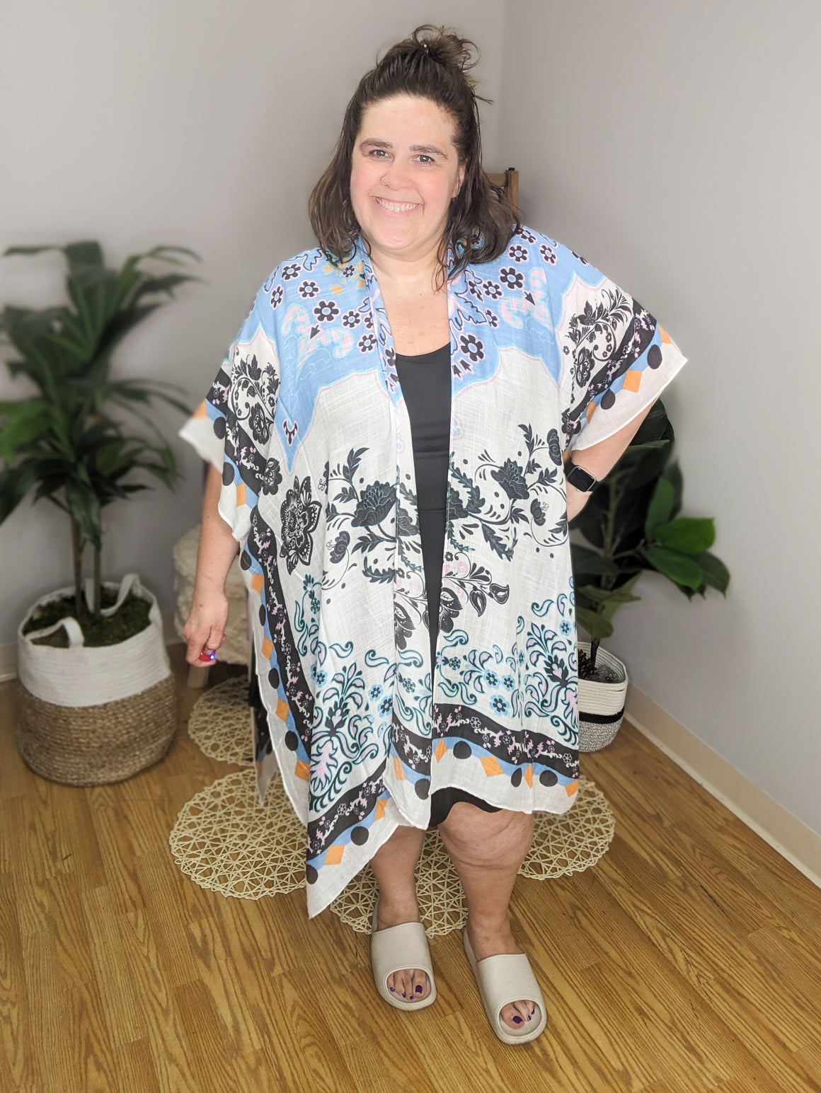 Misty Meadows Blue Paisley and Floral Kimono