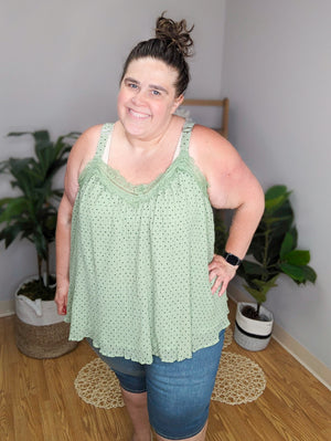 Ashley Polka Dot + Lace Tank (2 colors)