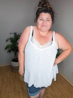 Ashley Polka Dot + Lace Tank (2 colors)