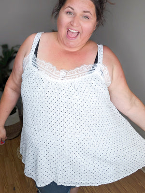 Ashley Polka Dot + Lace Tank (2 colors)