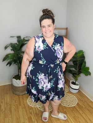 Marcie Navy Crossover Floral Dress
