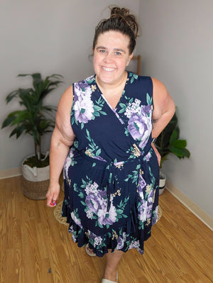 Marcie Navy Crossover Floral Dress