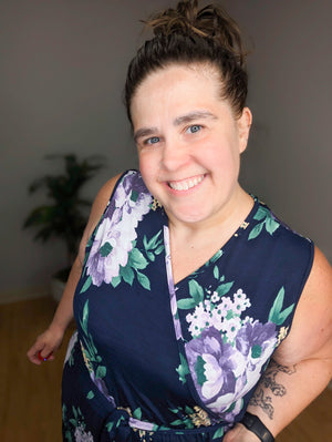 Marcie Navy Crossover Floral Dress