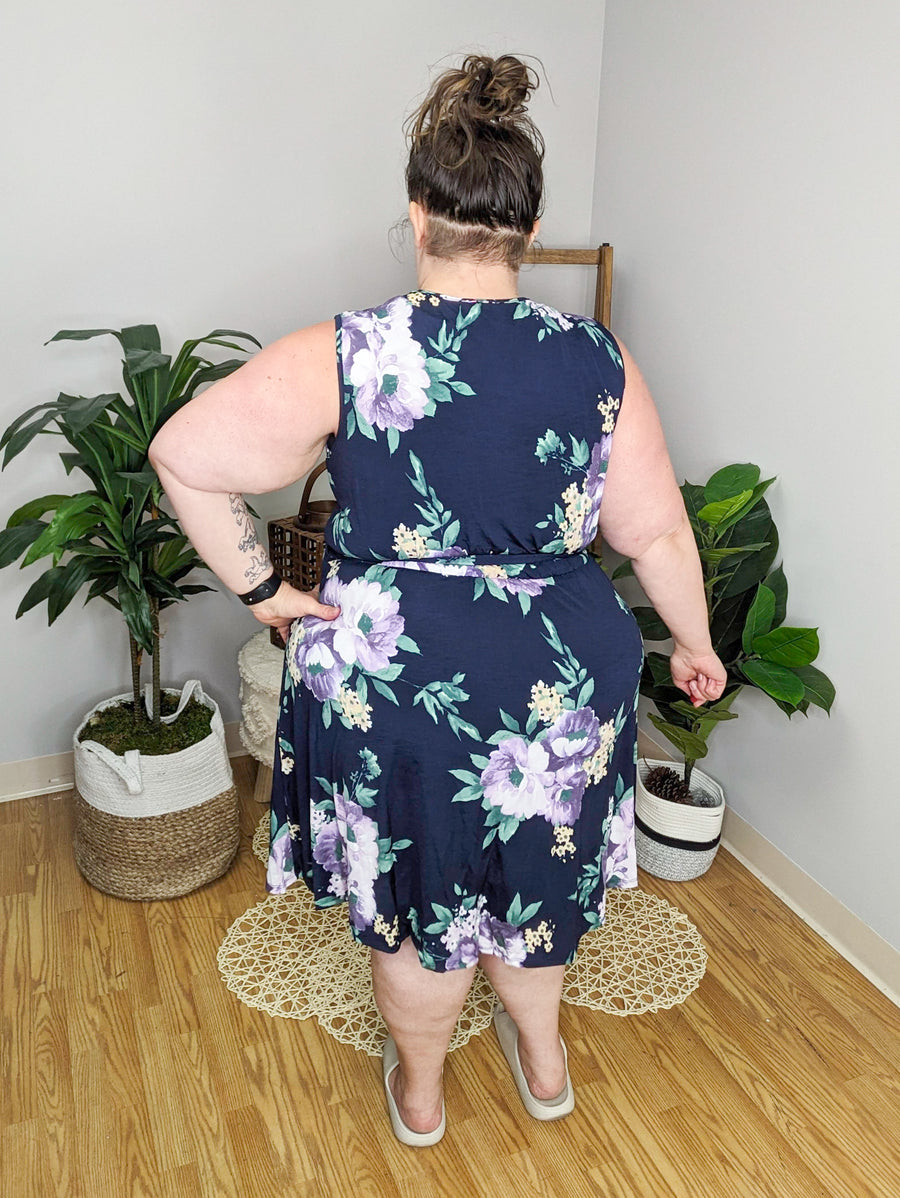 Marcie Navy Crossover Floral Dress