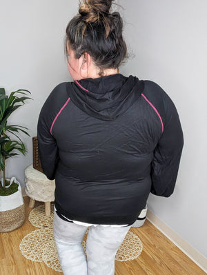 Kasey Black Zipup w/Pink Stitching and Strings