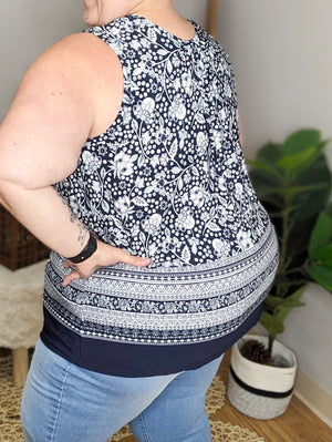 Renae Soft Florals + Trim Tank
