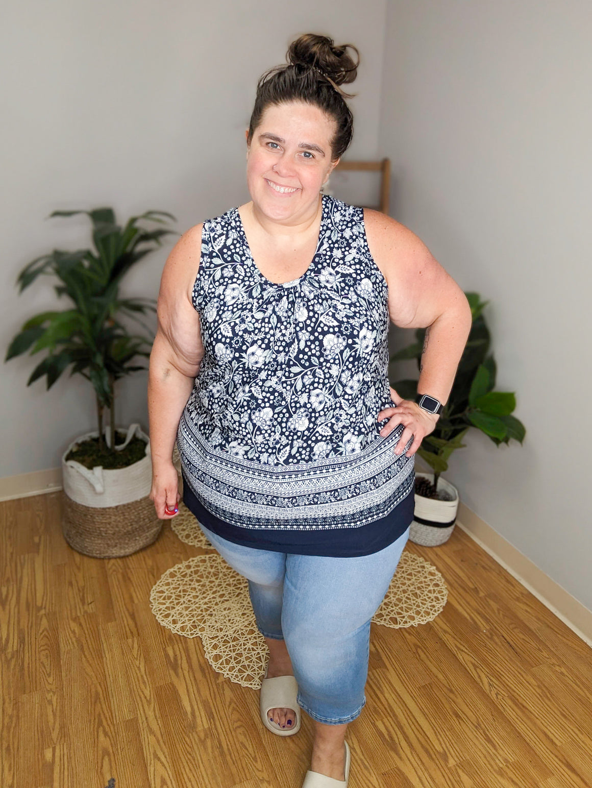 Renae Soft Florals + Trim Tank