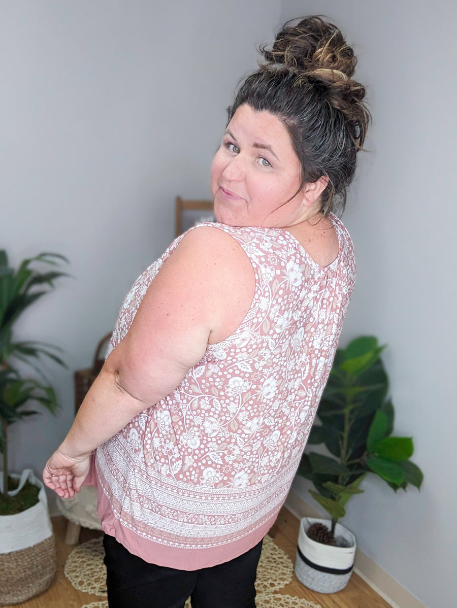 Renae Soft Florals + Trim Tank