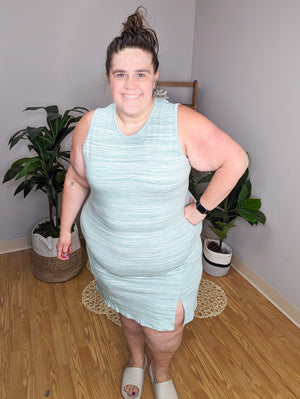 SALE- Sporty Spice Heathered Aqua Tank Dress