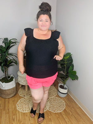 SALE- Swiss Dot Flutter Sleeve Scoop Top (2 colors)