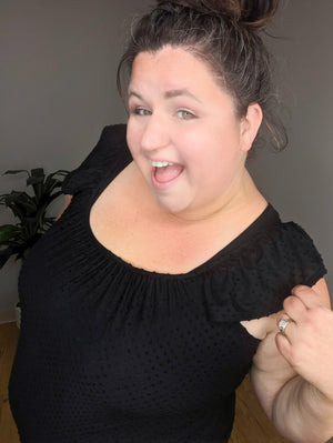 SALE- Swiss Dot Flutter Sleeve Scoop Top (2 colors)