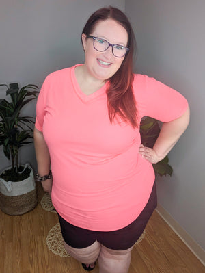 SALE- Ribbed Reverse Seam Vneck Tee (2 colors)