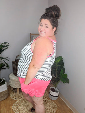 SALE- Draped Neon Pink Harem Shorts