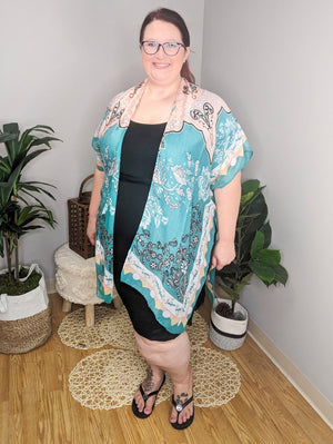 Just Peachy Teal + Peach Kimono