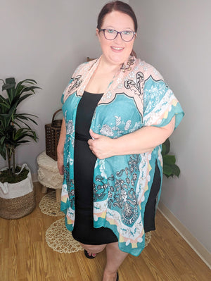 Just Peachy Teal + Peach Kimono