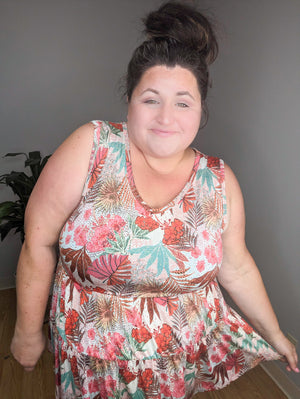 SALE- That Thing You Do Tiered Tank in Hawaiian Hottie
