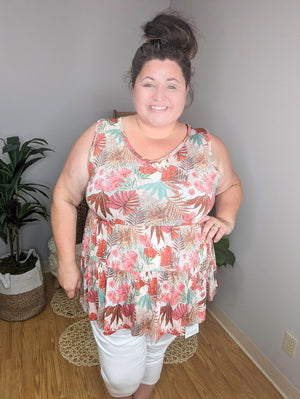 SALE- That Thing You Do Tiered Tank in Hawaiian Hottie