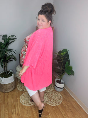 Sheer Stripes MonoChrome Open Kimono