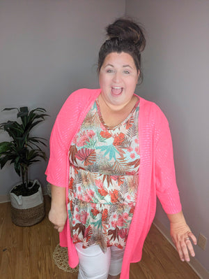 Sheer Stripes MonoChrome Open Kimono