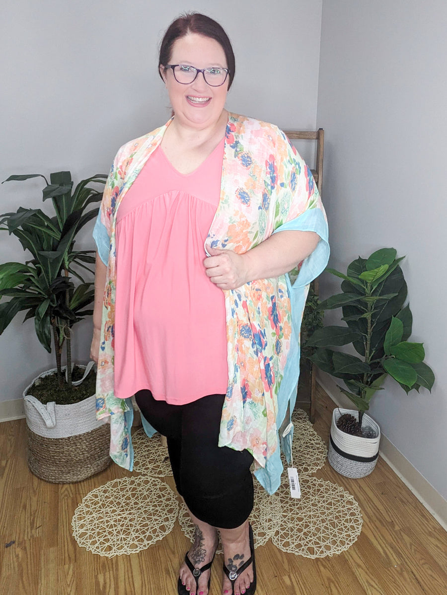 Sunset Silhouette Draped Vneck Top (2 colors)