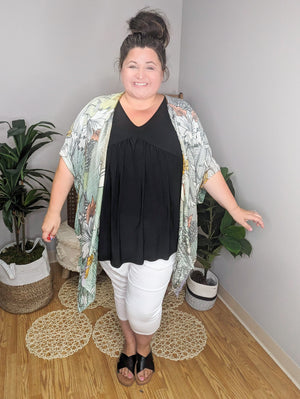 SALE- Mindy High-Rise 2 Button Capri (3 washes)