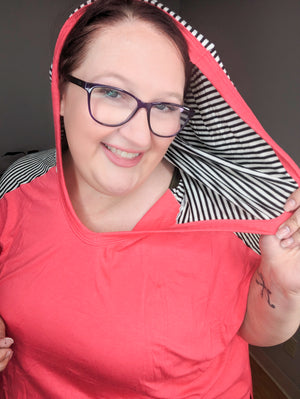 Jillian Hooded Oversized Top w/Stripe Accent (2 colors)
