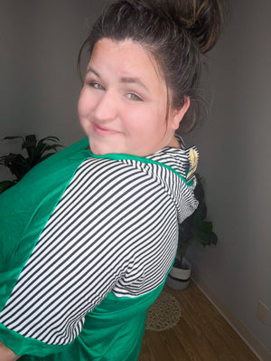 Jillian Hooded Oversized Top w/Stripe Accent (2 colors)