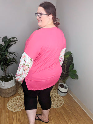 Anna Hot Pink Floral Sleeve Top