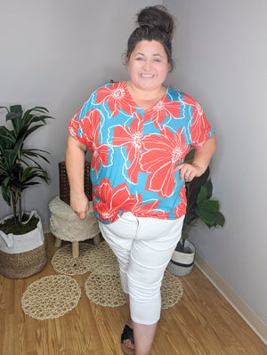 Poppin Petals Bold Floral Dolman Top