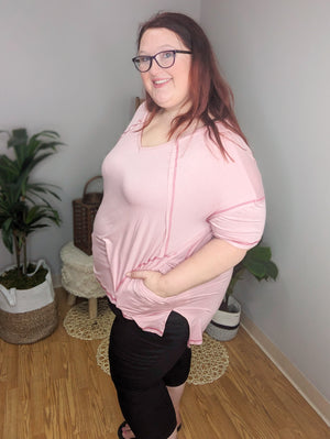 SALE- Brunch Time Pink Tunic w/Pockets