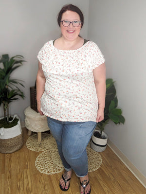 SALE- Subtle Sensuality White Floral Top