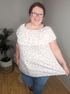 SALE- Subtle Sensuality White Floral Top