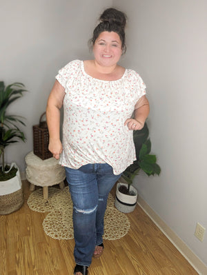 SALE- Subtle Sensuality White Floral Top