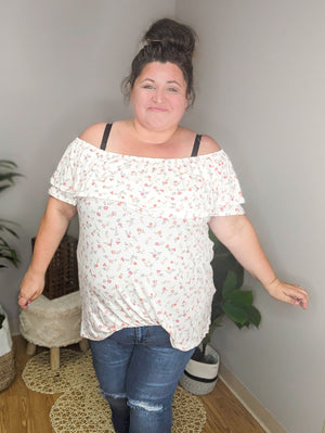SALE- Subtle Sensuality White Floral Top