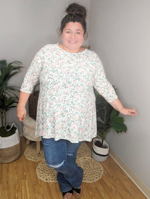 SALE- Freshly Picked White Floral Eyelet Tunic