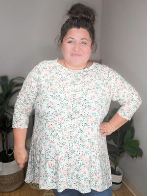 SALE- Freshly Picked White Floral Eyelet Tunic