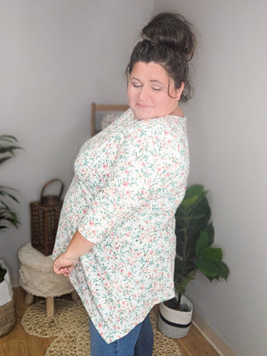 SALE- Freshly Picked White Floral Eyelet Tunic