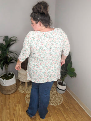 SALE- Freshly Picked White Floral Eyelet Tunic