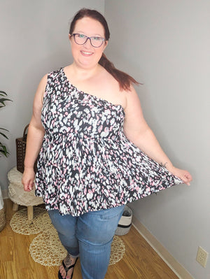 SALE- To the Left One Shoulder Painted Top