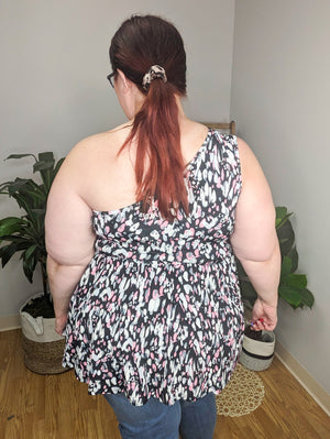 SALE- To the Left One Shoulder Painted Top