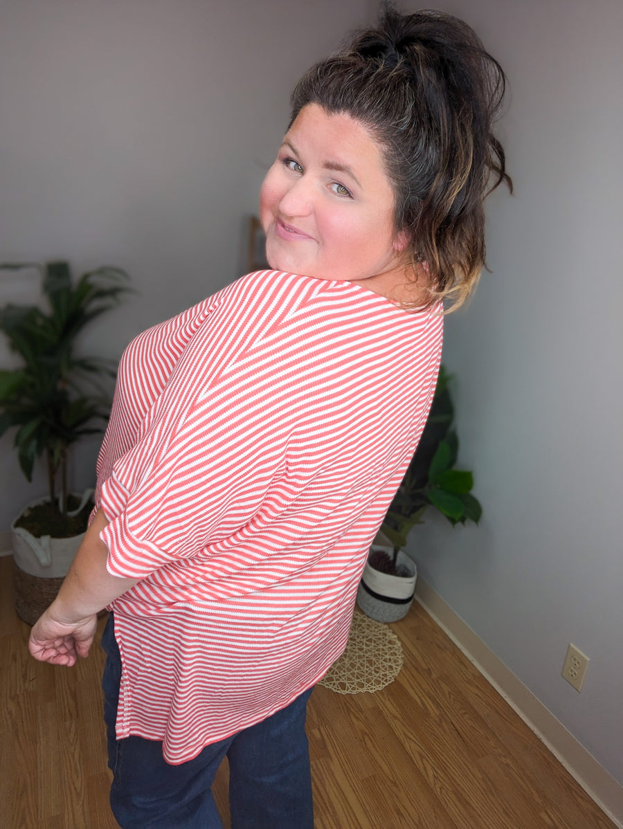 Alyssa Poppy Striped Lace Pop Top