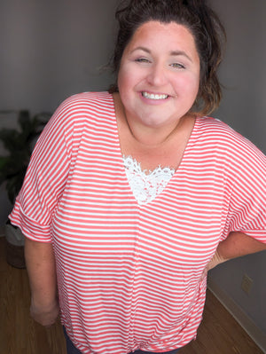 Alyssa Poppy Striped Lace Pop Top