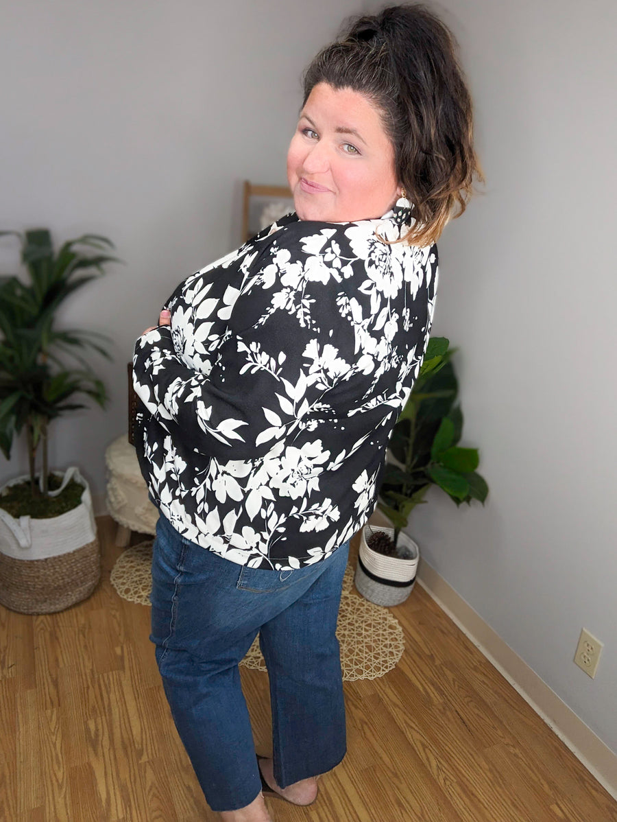 Fields of Neutrals Classic B+W Floral Blazer