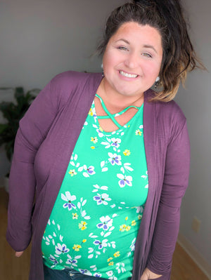 SALE- Fern Florals Bold Green Strappy Tunic