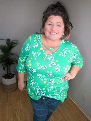 SALE- Fern Florals Bold Green Strappy Tunic
