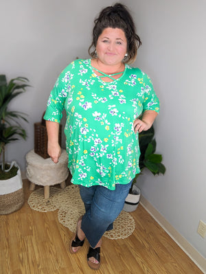SALE- Fern Florals Bold Green Strappy Tunic