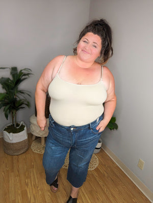 Judy Blue Embroidered Pocket Crop Wide Leg