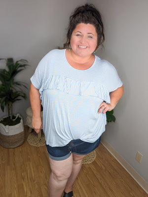 Seersucker Style Flowy Short Sleeve Top
