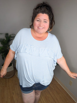 Seersucker Style Flowy Short Sleeve Top