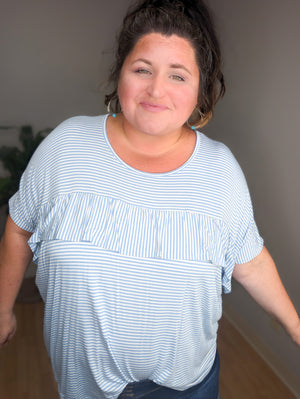Seersucker Style Flowy Short Sleeve Top